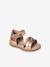 Sandales scratchées en cuir bébé cognac+rose metallise - vertbaudet enfant 