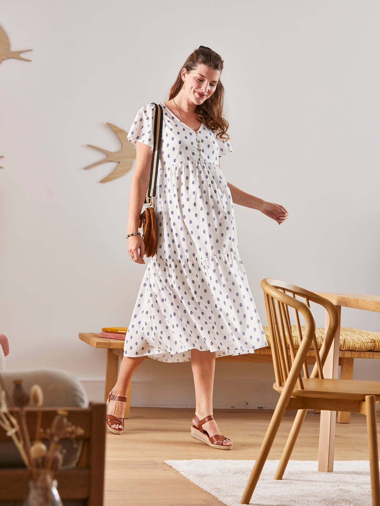 Ruffled Dress in Cotton Gauze 