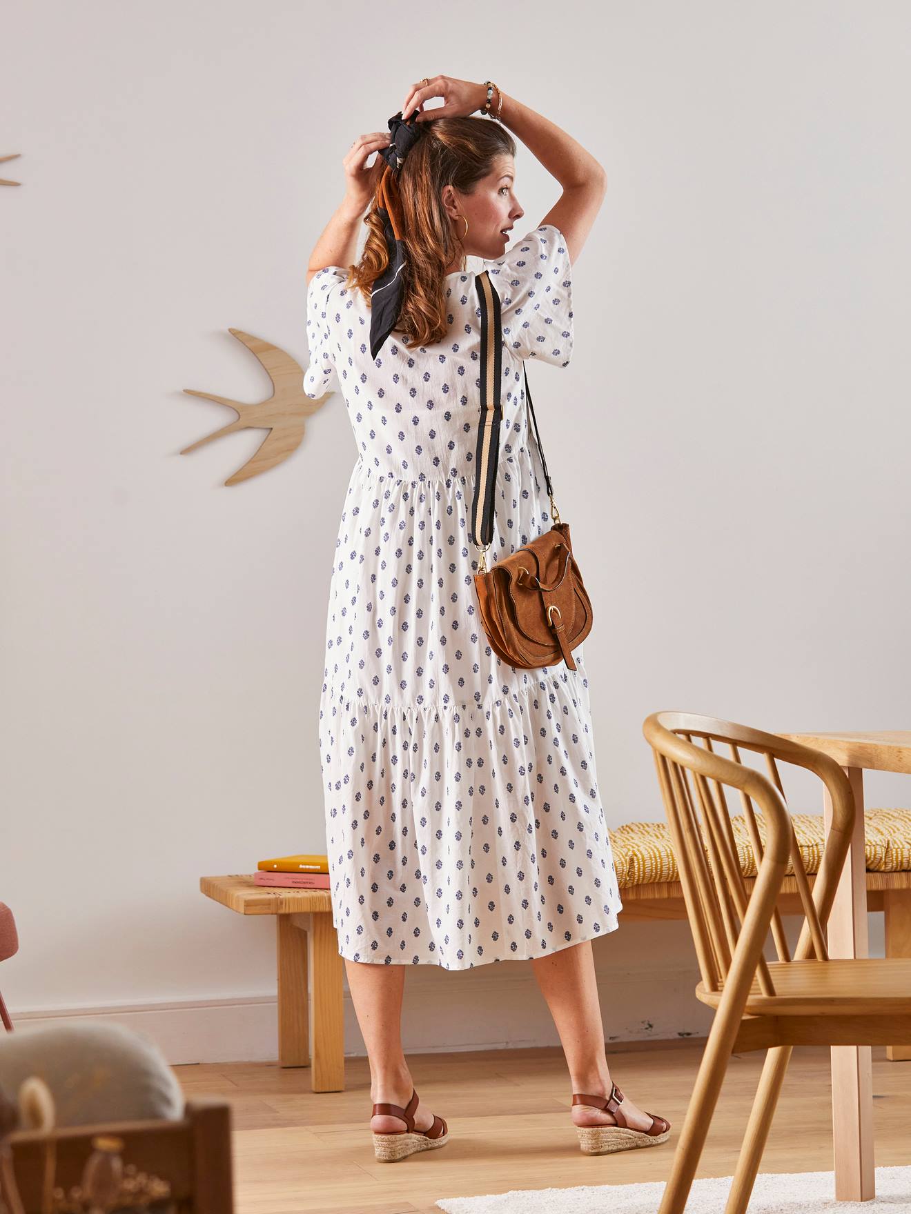 Ruffled Dress in Cotton Gauze 