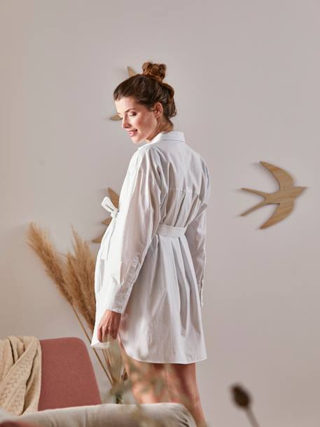 Poplin Shirt, Maternity & Nursing Special WHITE LIGHT SOLID - vertbaudet enfant 