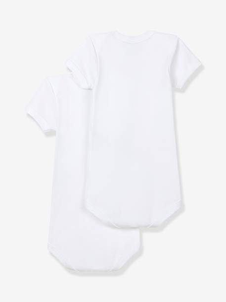 Lot de 2 bodies ouverture US manches courtes bébé en coton bio - blanc blanc - vertbaudet enfant 