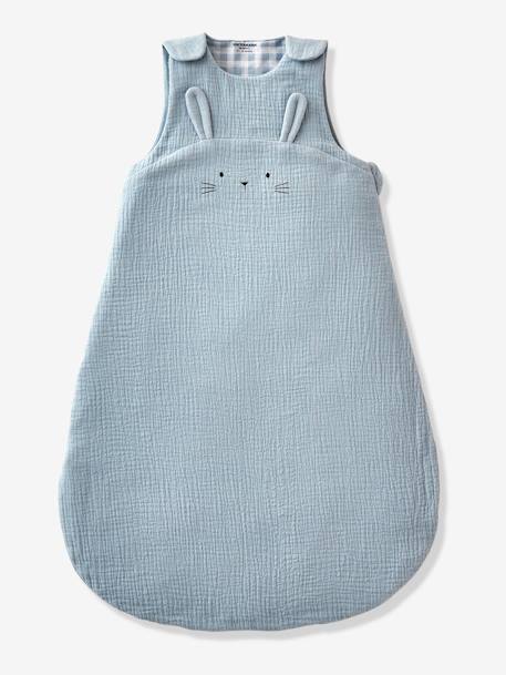 Summer Special Baby Sleep Bag in Organic* Cotton Gauze, Lovely Farm BLUE MEDIUM SOLID - vertbaudet enfant 