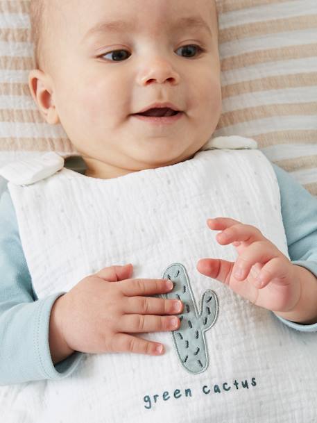 Summer Special Baby Sleep Bag in Organic Cotton* Gauze, Cactus WHITE LIGHT ALL OVER PRINTED - vertbaudet enfant 