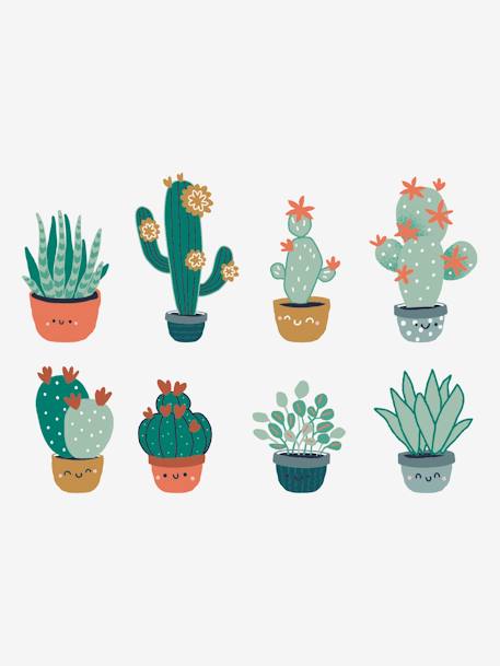 8 Large Cactus Stickers GREEN MEDIUM SOLID WITH DESIG - vertbaudet enfant 