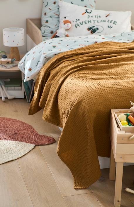 Honeycomb Bedspread ORANGE MEDIUM SOLID+PURPLE LIGHT SOLID - vertbaudet enfant 