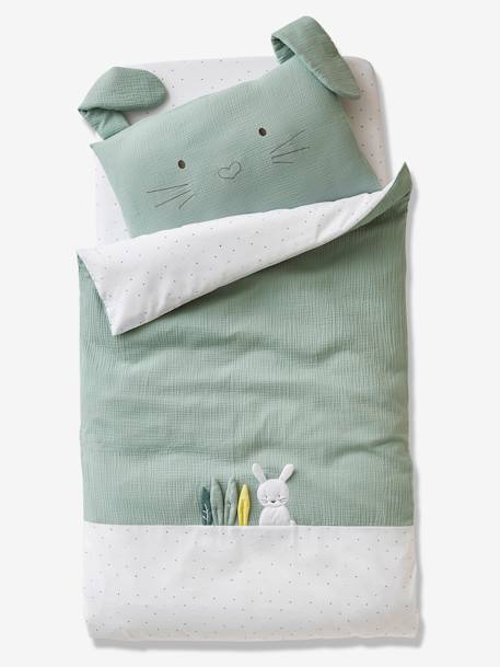 Taie d'oreiller bébé en gaze de coton MENTHE A L'EAU vert - vertbaudet enfant 