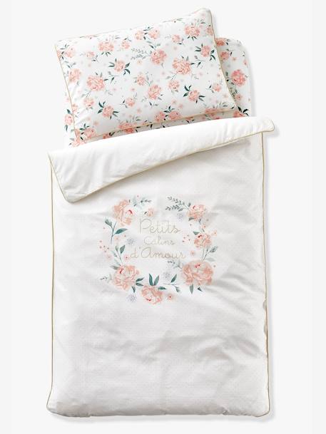 Pillowcase for Babies, EAU DE ROSE Theme White/Print - vertbaudet enfant 