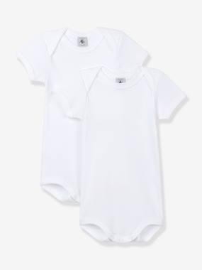 Bébé-Lot de 2 bodies ouverture US manches courtes bébé en coton bio - blanc