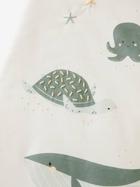 Sleeveless Baby Sleep Bag, Under the Ocean WHITE LIGHT SOLID WITH DESIGN - vertbaudet enfant 