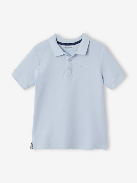 Short Sleeve Polo Shirt, Embroidery on the Chest, for Boys BLUE LIGHT SOLID WITH DESIGN+BLUE MEDIUM SOLID WITH DESIGN+GREY MEDIUM MIXED COLOR+Orange+Red+WHITE LIGHT SOLID WITH DESIGN - vertbaudet enfant 