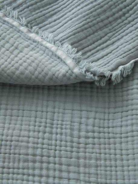 Blanket in Organic Cotton Gauze BLUE DARK SOLID+Brown+Pink - vertbaudet enfant 