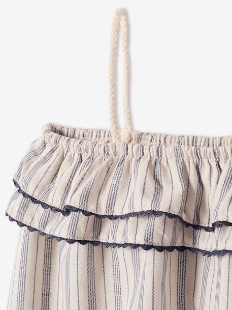 Robe brodée bébé à bretelles beige clair rayé - vertbaudet enfant 