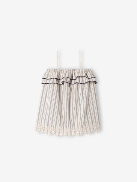 Robe brodée bébé à bretelles beige clair rayé - vertbaudet enfant 