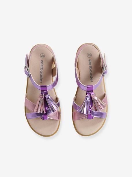Sandales fantaisie pompons fille ROSE+violet - vertbaudet enfant 