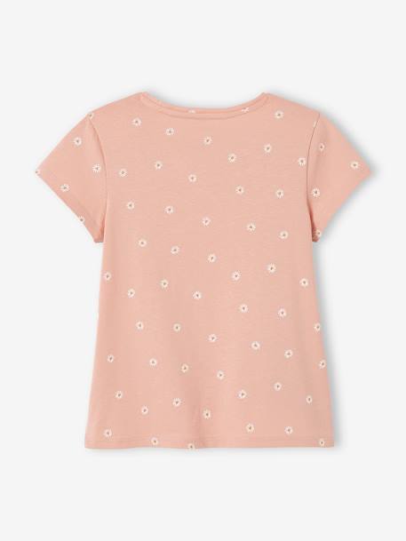 T-shirt imprimé animation relief fille écru+rose poudré+terracotta - vertbaudet enfant 