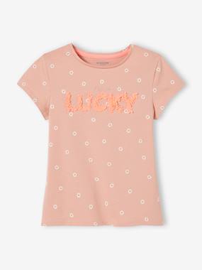 -T-Shirt with Floral Motif in Shaggy Rags for Girls