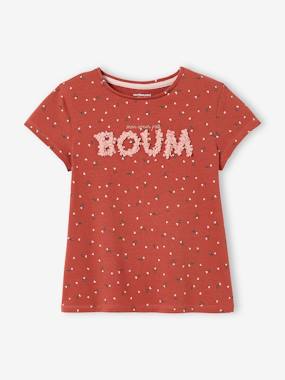 T-Shirt with Floral Motif in Shaggy Rags for Girls  - vertbaudet enfant