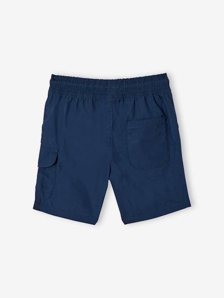 Easy to Slip On Bermuda Shorts for Boys BLUE DARK SOLID WITH DESIGN - vertbaudet enfant 