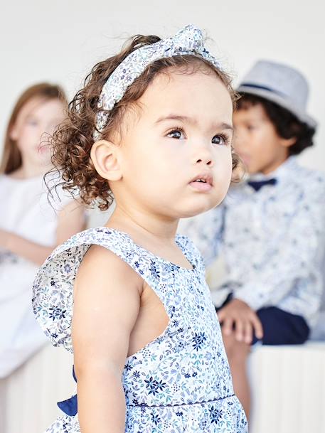 Special Occasion Floral Dress for Babies WHITE LIGHT ALL OVER PRINTED - vertbaudet enfant 