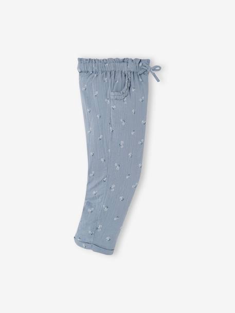 Pantacourt fille en gaze de coton anthracite+bleu+corail - vertbaudet enfant 