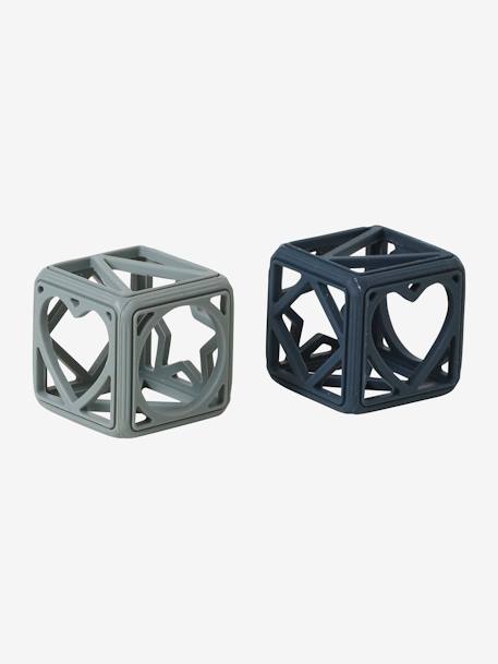 Set of 2 Cubes in Silicone BLUE MEDIUM SOLID - vertbaudet enfant 