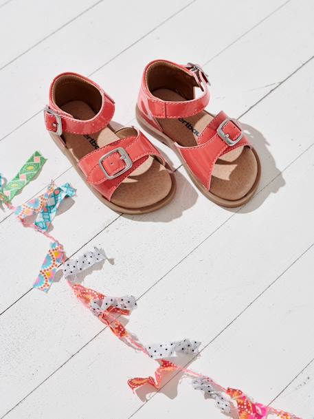 Open-Toe Sandals for Baby Girls ORANGE BRIGHT SOLID - vertbaudet enfant 