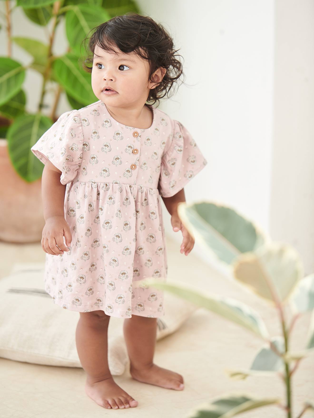Floral Jersey Knit Dress, Short Sleeves 