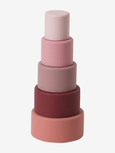 Round Stackable Tower in Silicone PINK MEDIUM SOLID - vertbaudet enfant 
