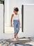 Pantacourt fille en gaze de coton anthracite+bleu+corail - vertbaudet enfant 