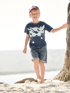 Bermuda Shorts in Denim Effect Fleece, for Boys  - vertbaudet enfant