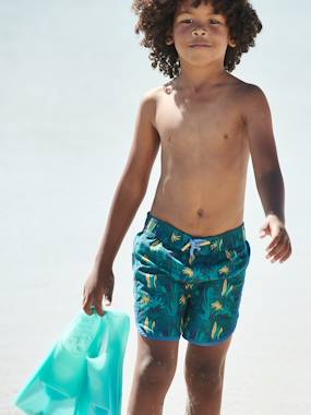 Boys-Swim & Beachwear-Swim Shorts with Jungle Print for Boys