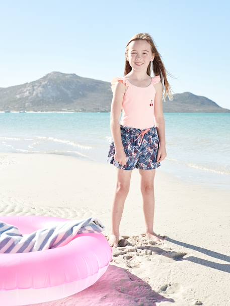 Tropical Swim Shorts, for Girls BLUE MEDIUM ALL OVER PRINTED - vertbaudet enfant 