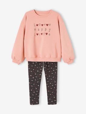 Girls-Outfits-Sweatshirt with Iridescent Motif + Leggings Combo for Girls
