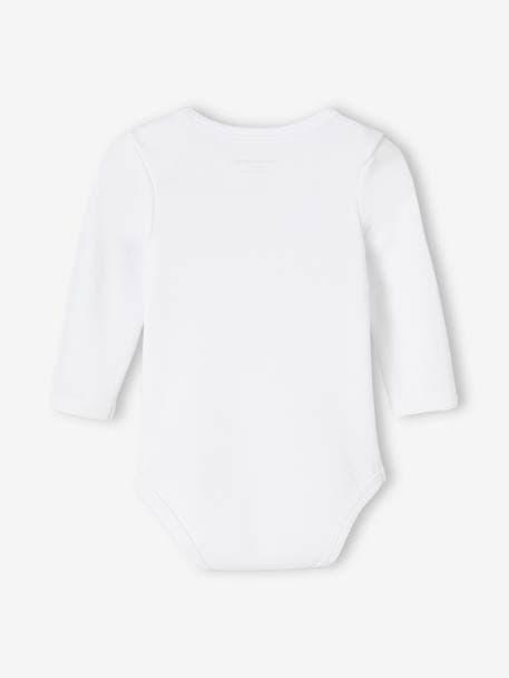 Pack of 3 Long Sleeve Bodysuits in Organic Cotton, Full-Length Opening, for Babies WHITE LIGHT TWO COLOR/MULTICOL - vertbaudet enfant 