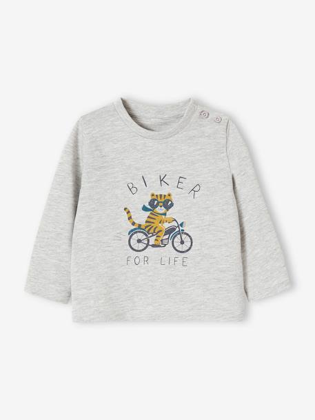 T-shirt fantaisie bébé garçon écru+gris chiné+vanille - vertbaudet enfant 