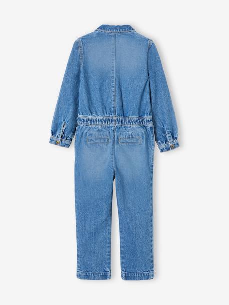 Denim Worker-Type Jumpsuit for Girls BLUE DARK WASCHED - vertbaudet enfant 