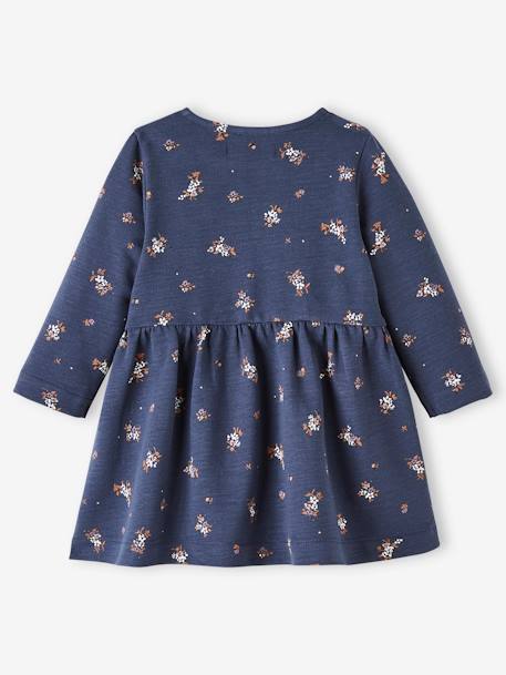 Marl-Effect Fleece Dress for Babies BLUE DARK ALL OVER PRINTED+PURPLE MEDIUM SOLID - vertbaudet enfant 