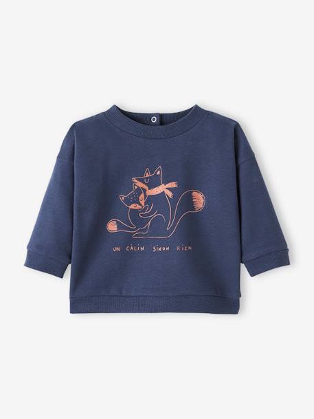 Animal Sweatshirt in Fleece, for Babies BLUE BRIGHT SOLID WITH DESIGN+Dark Blue+GREEN DARK SOLID WITH DESIGN+Light Brown - vertbaudet enfant 