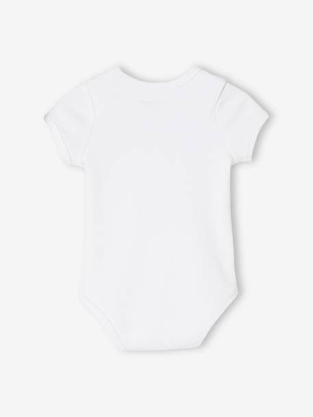 Pack of 5 Short Sleeve Bodysuits in Interlock Knit, Full-Length Opening, for Babies WHITE LIGHT TWO COLOR/MULTICOL - vertbaudet enfant 