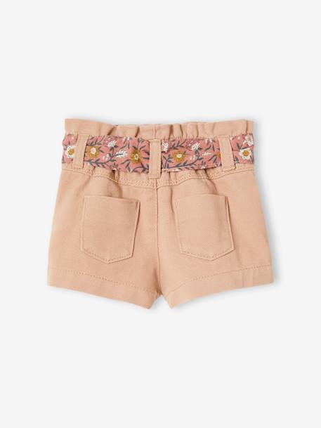 Shorts with Fabric Belt & Elasticated Waistband for Babies BEIGE MEDIUM SOLID WITH DECOR - vertbaudet enfant 