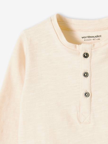Grandad-Style Long-Sleeved Top for Baby Boys BEIGE LIGHT SOLID - vertbaudet enfant 