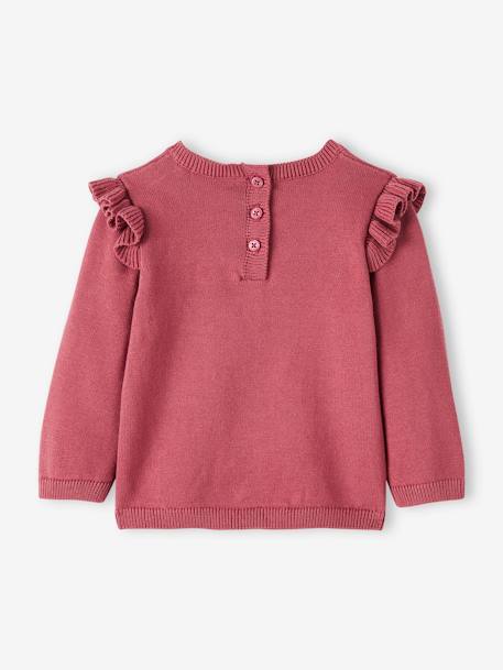 Top with Ruffles, Cherries with Pompoms, for Babies BLUE DARK STRIPED+Dark Red+Green+rose - vertbaudet enfant 