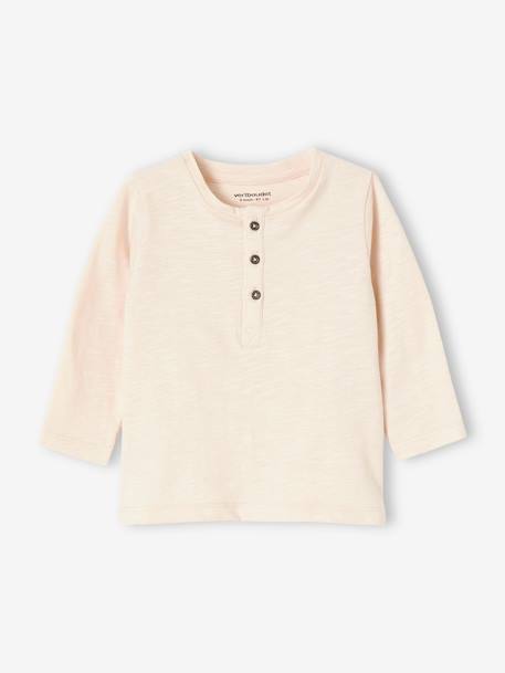 Grandad-Style Long-Sleeved Top for Baby Boys BEIGE LIGHT SOLID - vertbaudet enfant 