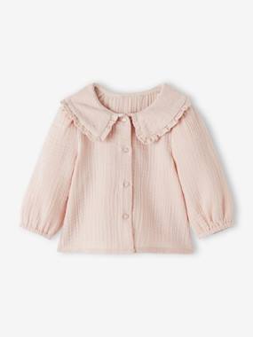 Organic Cotton Blouse with Fancy Collar for Baby  - vertbaudet enfant