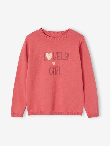 Top with Message & Iridescent Inscription in Relief, for Girls BLUE MEDIUM SOLID WITH DESIGN+BROWN LIGHT SOLID WITH DESIGN+GREEN DARK SOLID WITH DESIGN - vertbaudet enfant 