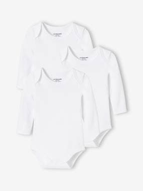 Baby-Pack of 3 Long Sleeve Bodysuits in Organic Cotton, Full-Length Opening, for Babies