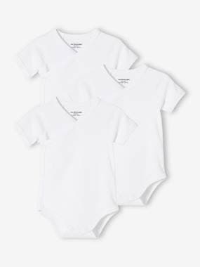 Baby-Bodysuits-Pack of 3 Short Sleeve Bodysuits,Full-Length Opening, Organic Collection, for Newborn Babies