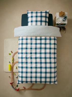 Children's Duvet Cover + Pillowcase Set, Checks  - vertbaudet enfant
