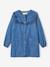 Smock with Ruffle & Hearts, in Chambray, for Girls BLUE DARK WASCHED - vertbaudet enfant 