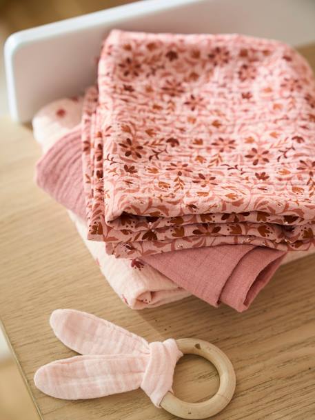 3 langes bébé en coton blanc et rose | Maisons du Monde